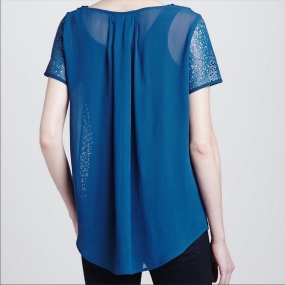 Pjk Patterson J. Kincade Hunter laser-cut lambskin sheer back top size S - Picture 2 of 4